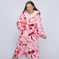 Pink Bows Sherpa Dressing Gown