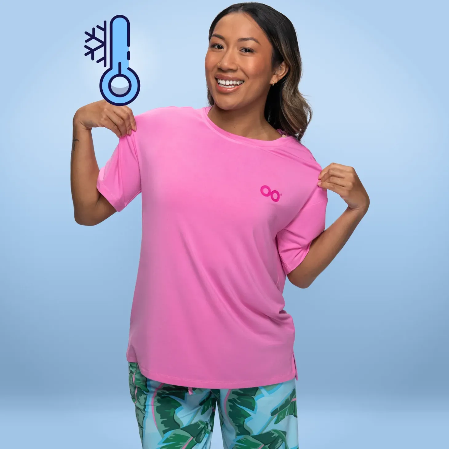 Pink Cooling Short Sleeve PJ Top