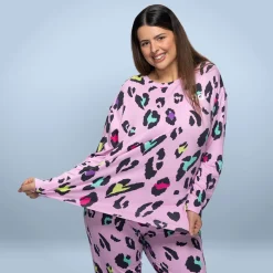 Pink Leopard Cooling Long Sleeve PJ Top