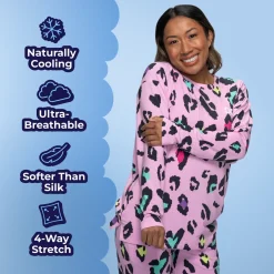 Pink Leopard Cooling Long Sleeve PJ Top