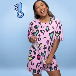 Pink Leopard Cooling Short Sleeve PJ Top