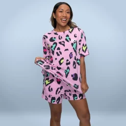 Pink Leopard Cooling Short Sleeve PJ Top