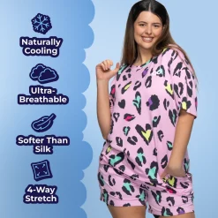 Pink Leopard Cooling Short Sleeve PJ Top
