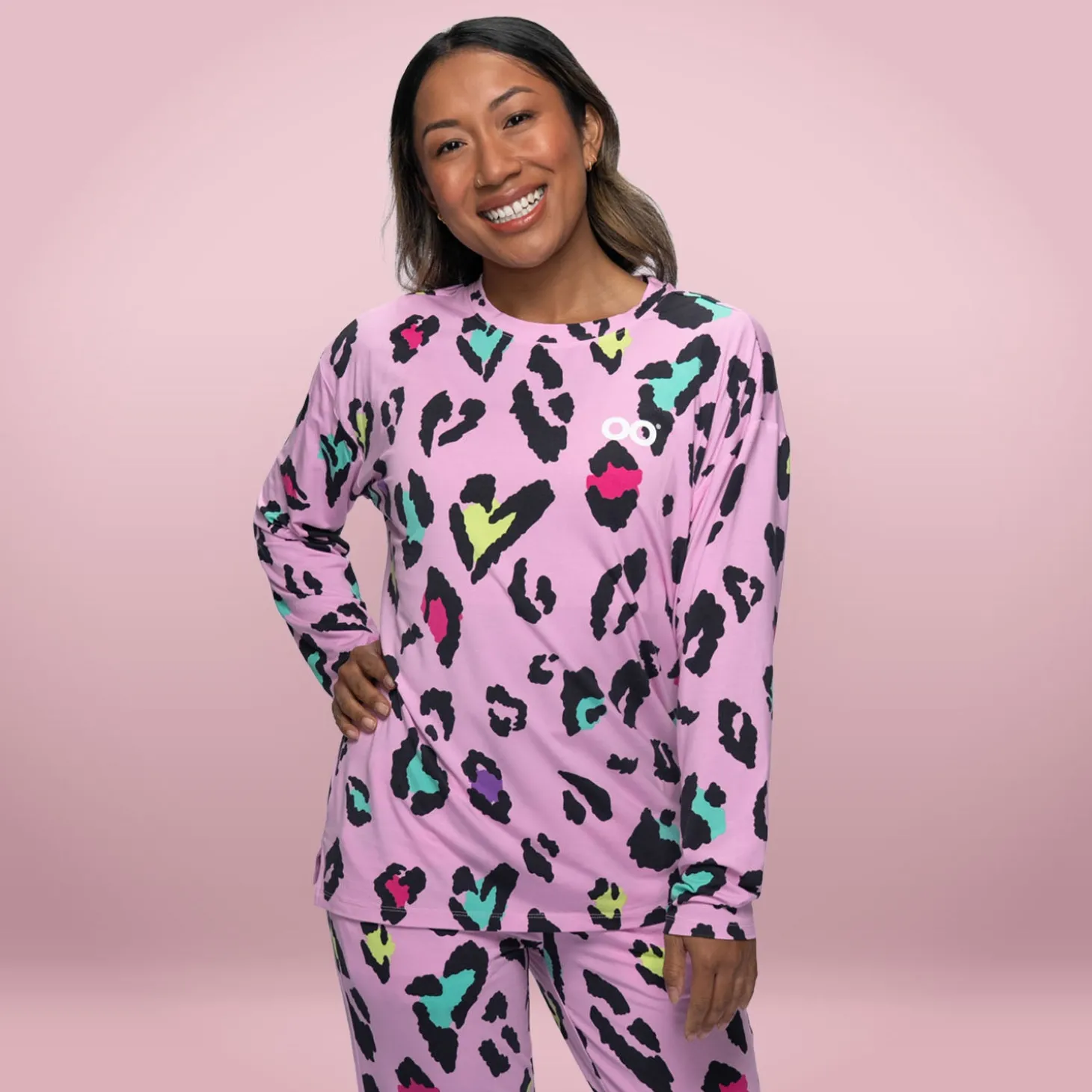 Pink Leopard Warming Long Sleeve PJ Top