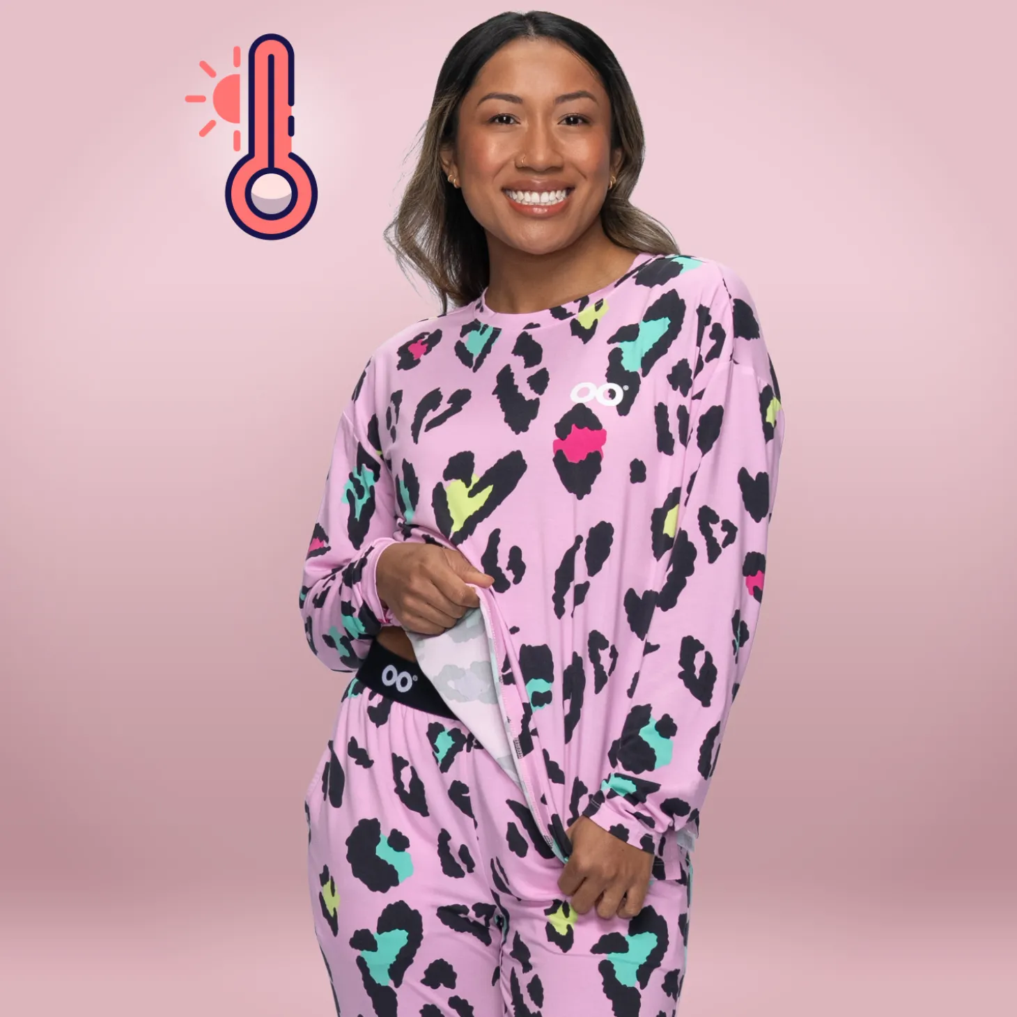 Pink Leopard Warming Long Sleeve PJ Top