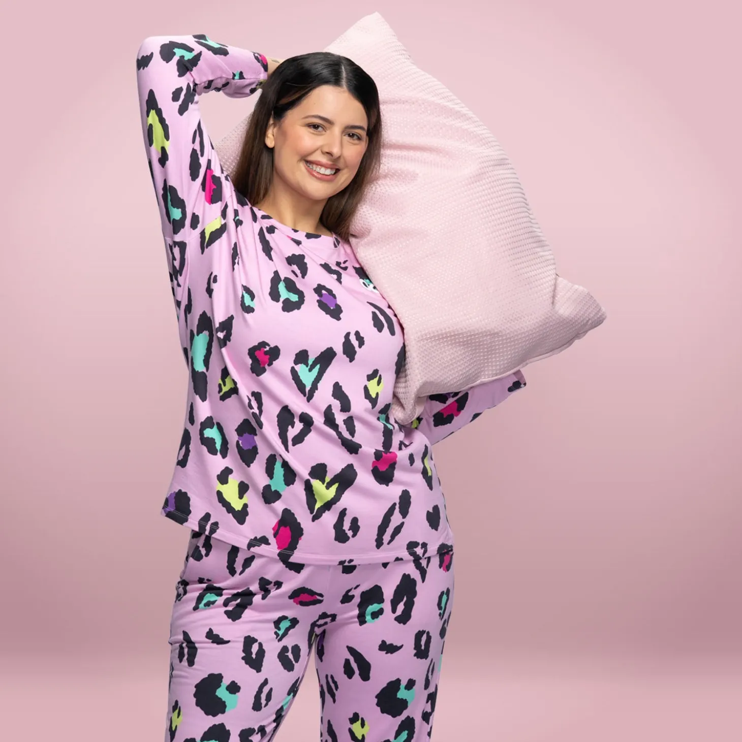 Pink Leopard Warming Long Sleeve PJ Top