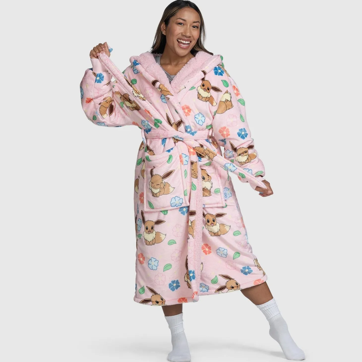 Pokémon Eevee Flowers Sherpa Dressing Gown Licensed
