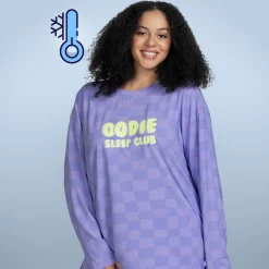 Purple Checker Cooling Long Sleeve PJ Top