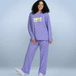 Purple Checker Cooling Long Sleeve PJ Top