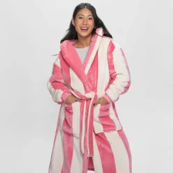 Rose Stripe Sherpa Dressing Gown