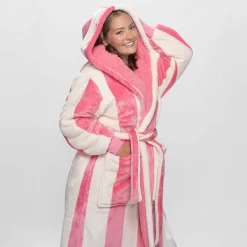 Rose Stripe Sherpa Dressing Gown
