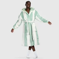 Sage Stripe Sherpa Dressing Gown