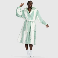 Sage Stripe Sherpa Dressing Gown