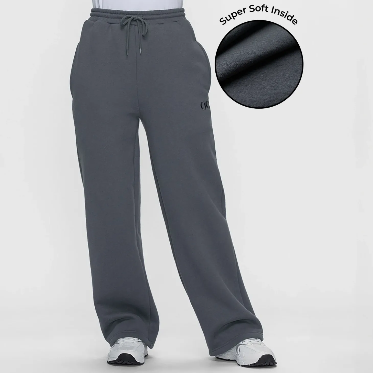 Slate Fleece Wide Leg Trackpant