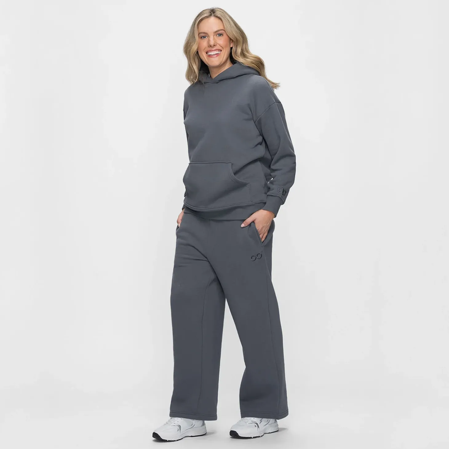 Slate Fleece Wide Leg Trackpant