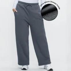 Slate Sherpa Lined Wide Leg Trackpant