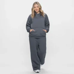 Slate Sherpa Lined Wide Leg Trackpant