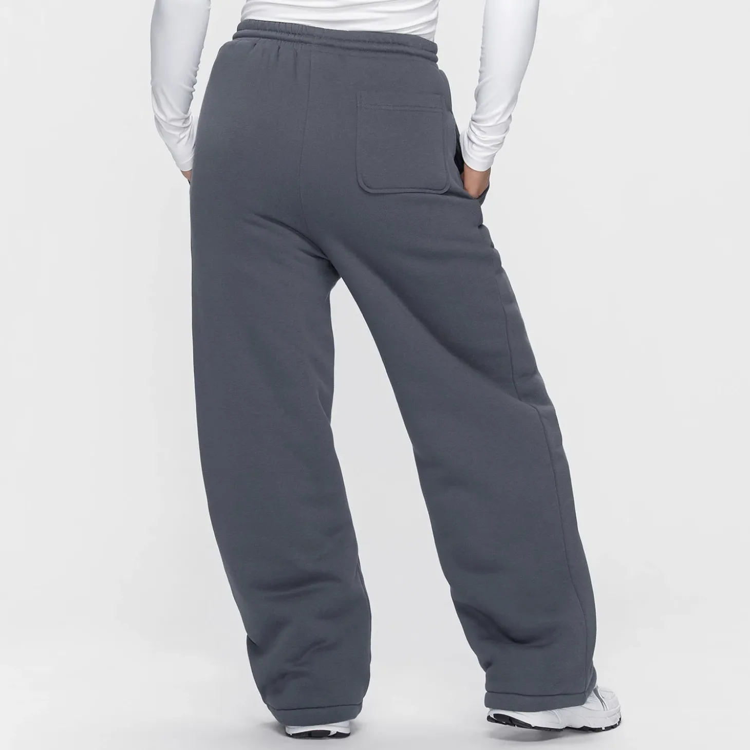 Slate Sherpa Lined Wide Leg Trackpant