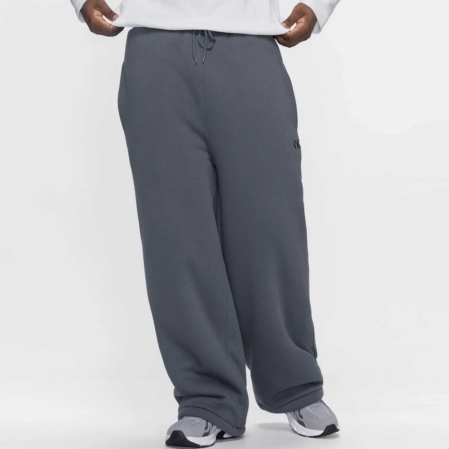 Slate Sherpa Lined Wide Leg Trackpant