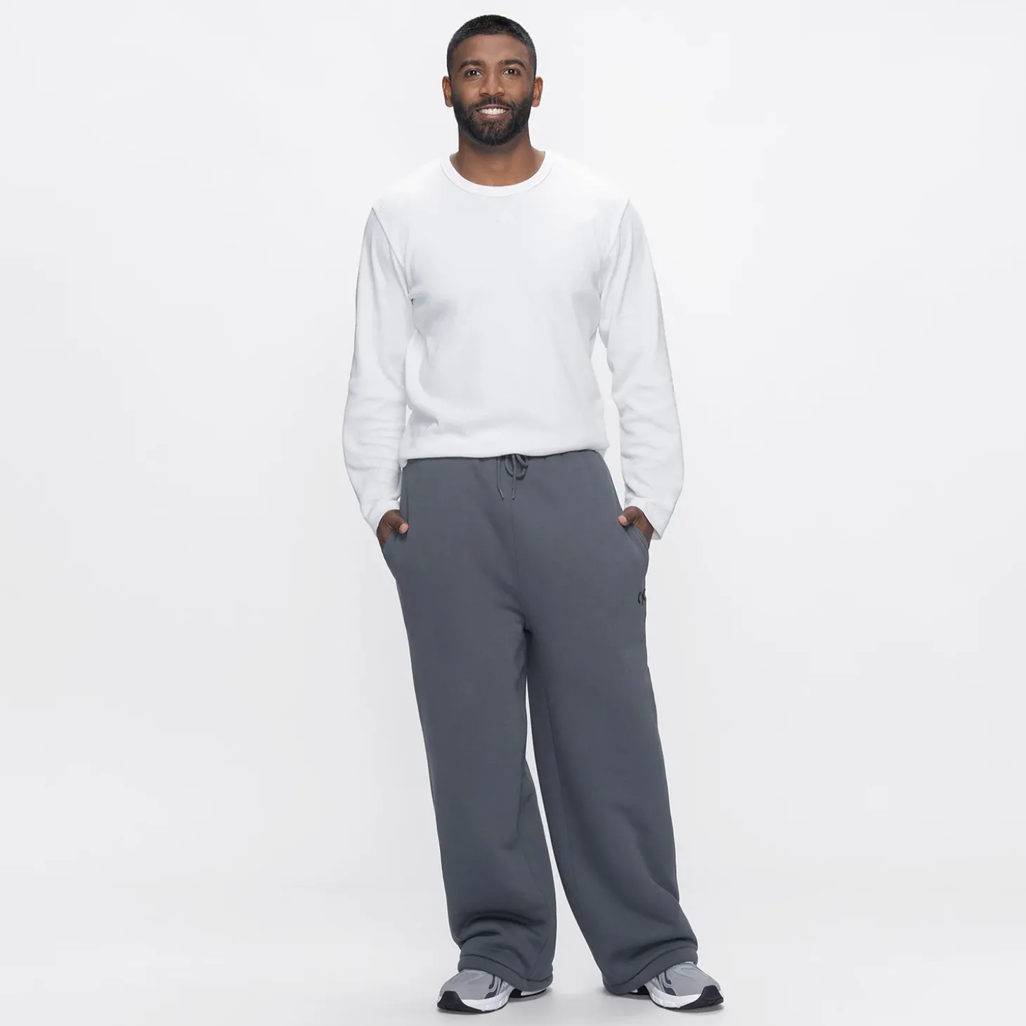 Slate Sherpa Lined Wide Leg Trackpant