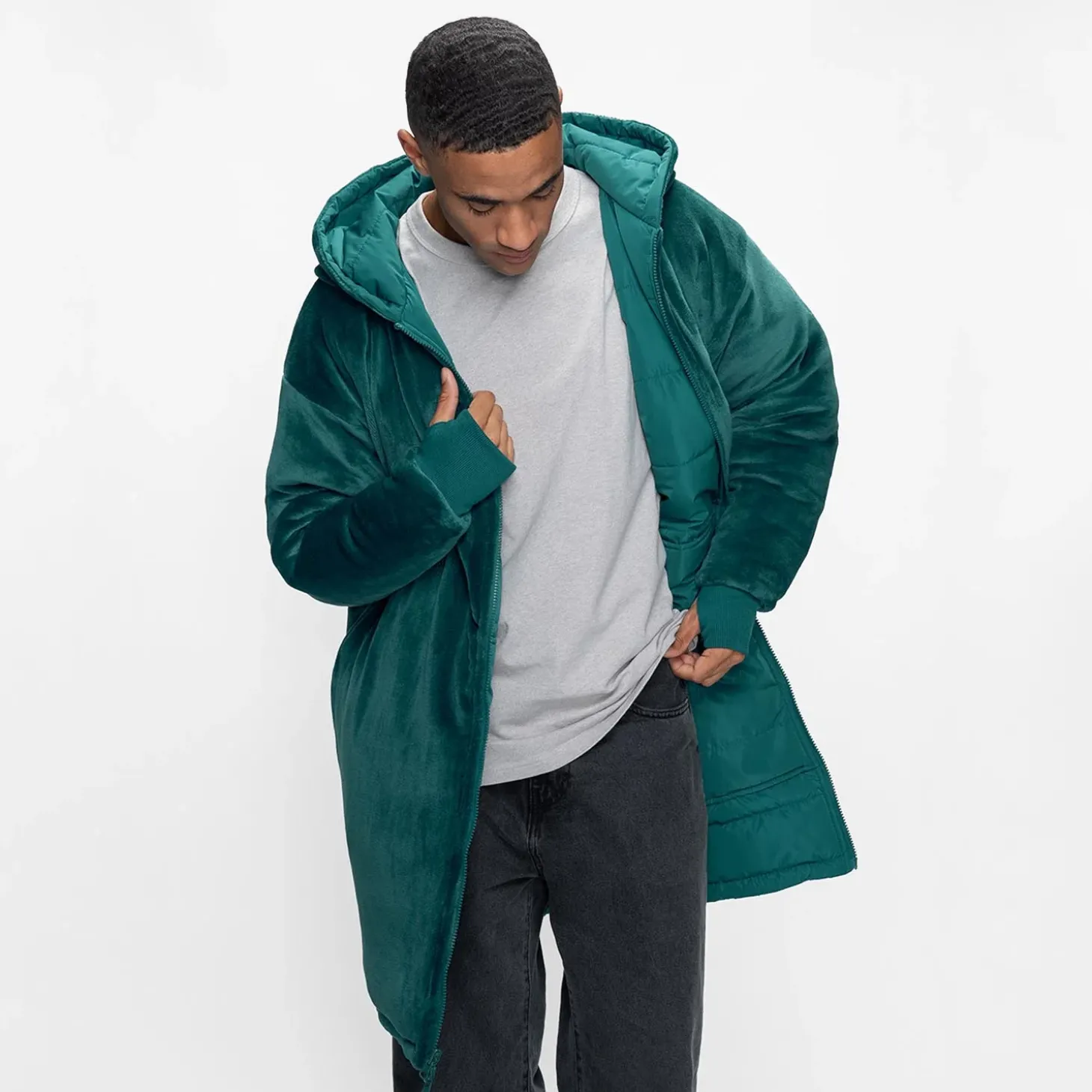 Teal Long Puffer Jacket